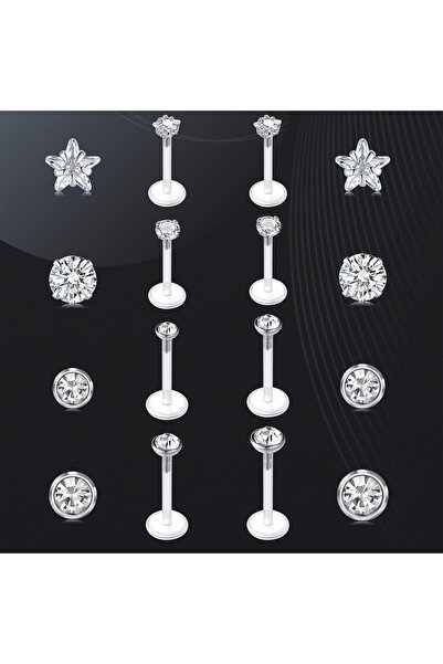 Choice1 Straight Barbell Face 16G 1.2x8mm Labret, Lip Piercing Jewelry White ...