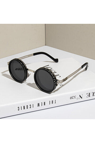 Choice silver black Polarized Round Sunglasses ND9 Adjustable Dimming Sun Gla...