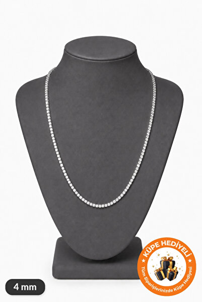 Lucente Jewellery 4mm Rhodium Su Yolu Kolye 925 Ayar Gümüş Kaplama Kararmaz Ö...