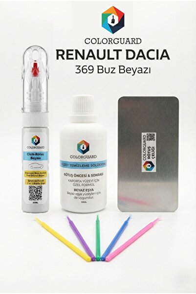 COLORGUARD Renault Dacia 369 Buz Beyazı Rötuş Boyası İğneli Fırçalı, Solüsyon...