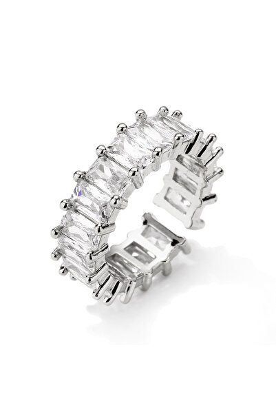 Choice resizable Silver Color Fashion Cubic Zirconia Step Square Open Adjusta...