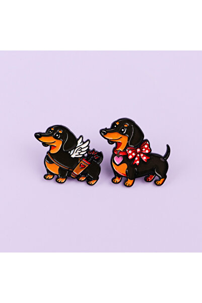 Choice 2pcs 2pcs Dachshund Enamel Pin Set Cartoon Dog Brooch For Coat Women's...