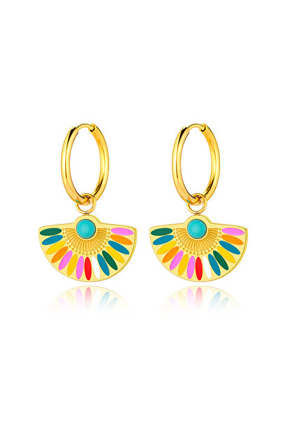 Choice3 E22200G-Colorful Lokaer Trendy Bohemia Fan Hoop Earrings For Women Gi...