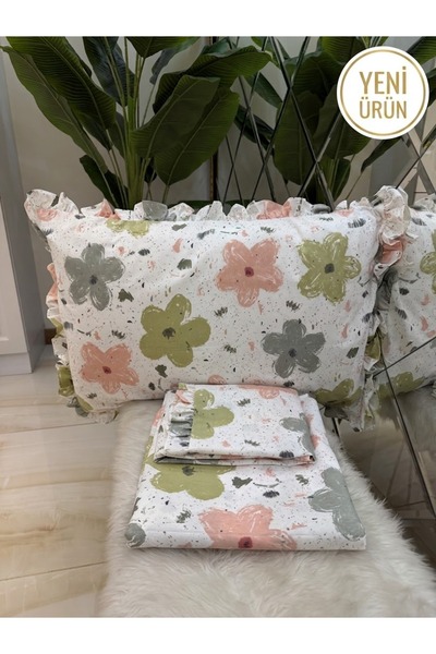 micoton Ruffled Double Bed Sheet Set with Elastic