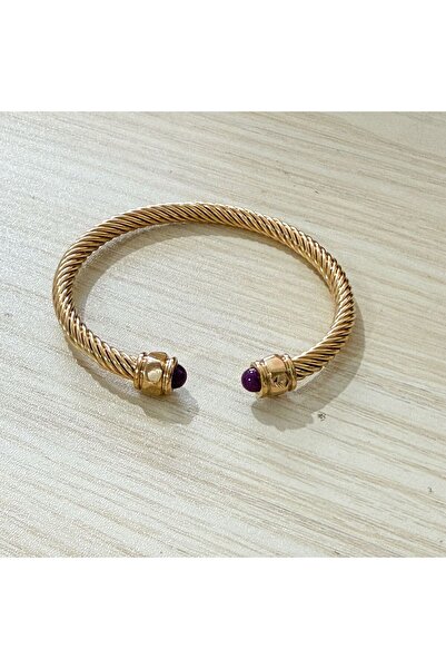 Choice1 58-60mm Febreary 12 Month Color Natural Stone Bracelet Stainless Stee...