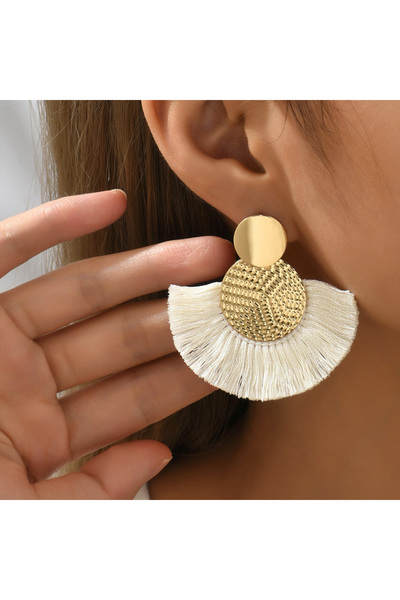 Choice white Fashion Bohemian Big Tassel Dangle White Fringe Female Earrings ...