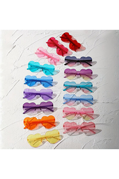 Choice red Multi Color 15pcs Heart Shaped Rimless Sunglasses Women Men Cute C...