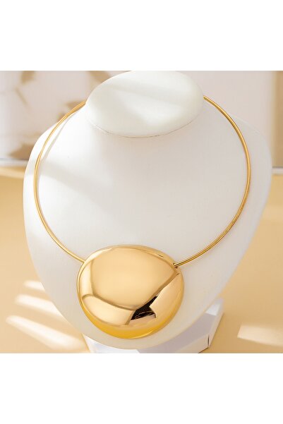 Choice Gold-color A Women's Necklace with a Glossy Geometric Design, Exaggera...