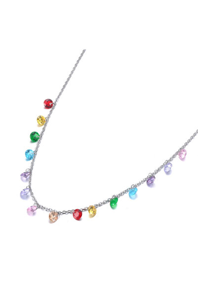 Choice N19125P JeeMango Fashion Bohemia Stainless Steel Colorful CZ Crystal C...