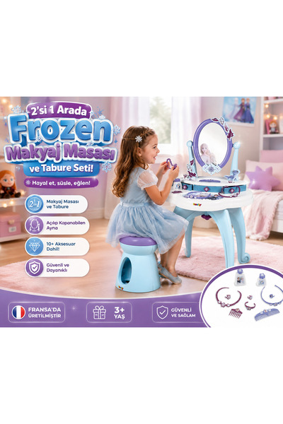 Cici Oyuncak Kız Çocuk Makyaj Güzellik Salonu Frozen Elsa Anna 2 In 1 Aksesua...
