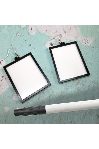 Choice 1 Acrylic Message Board Pendant Earrings With Dry Erase Marker Pen Whi...