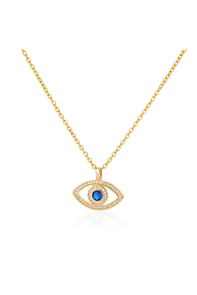 Choice1 45cm Gold-color Zircon Evil Eye Pendant Necklace for Women Stainless ...