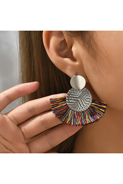 Choice rainbow Fashion Bohemian Big Tassel Dangle White Fringe Female Earring...