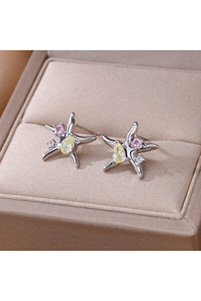 Choice E4220P Water Drop Zircon Stars Stud Earrings For Women Stainless Steel...