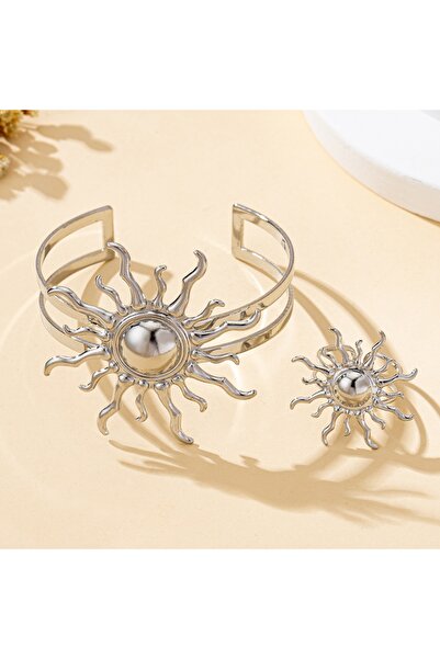 Choice Silver Plated A Set of Women's Jewelry Set, Sun-Shaped Bracelet and Ri...