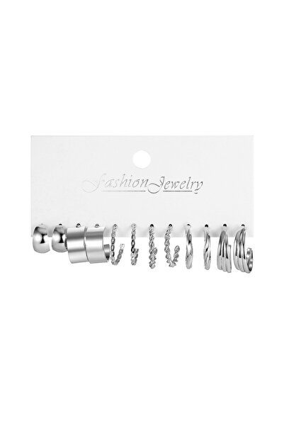 Choice5 AYA 12Pcs 36 Pairs Silver Color Earrings Set for Women C-Shaped Geome...