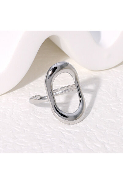 Choice 02 Stainless Steel Hollow Ring for Women Gold Color Geometric Oval Rin...
