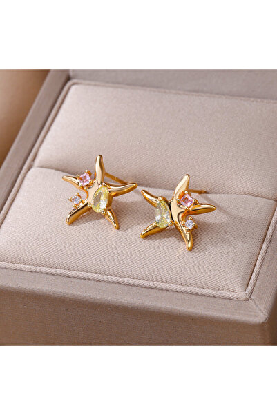 Choice E4220G Water Drop Zircon Stars Stud Earrings For Women Stainless Steel...