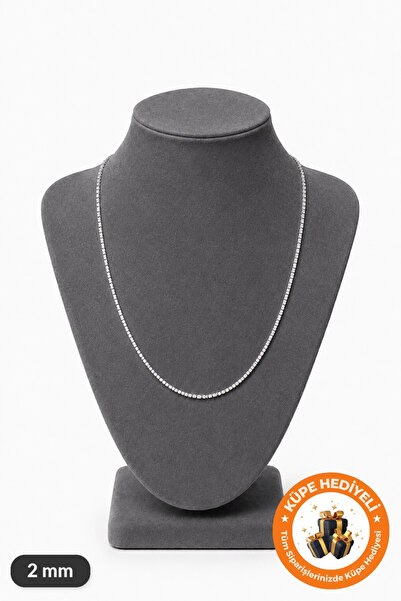 Lucente Jewellery 2mm Rhodium Su Yolu Kolye 925 Ayar Gümüş Kaplama Kararmaz Ö...