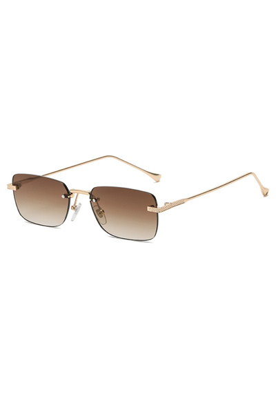 Choice1 show as picture brown Rimless Square Sunglasses Women Small Rectangle...