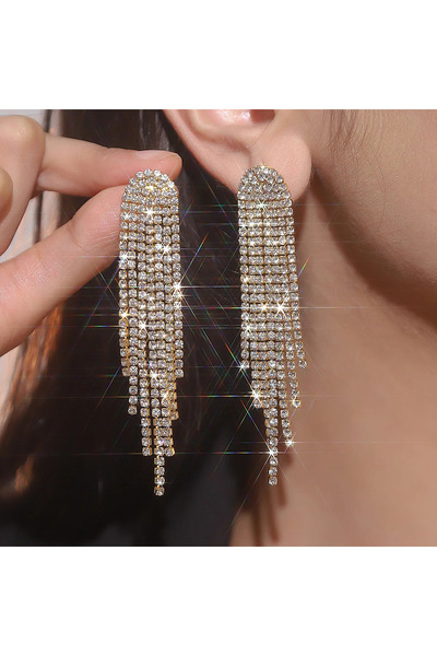 Choice gold FYUAN Fashion Long Tassel Drop Earrings for Women Black Gold Silv...