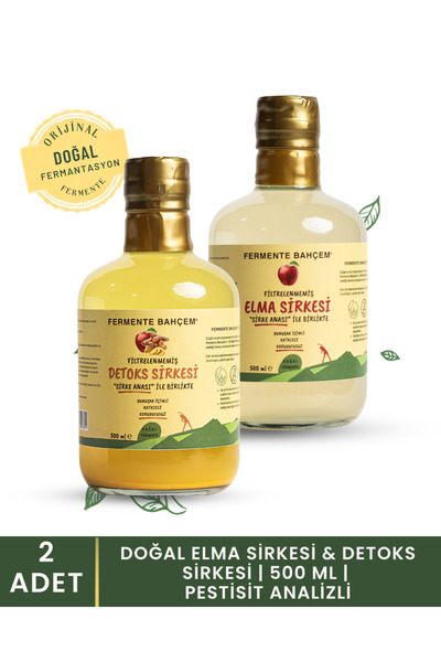 Fermente Bahçem Doğal Detoks ve Elma Sirkesi Seti | 2 x 500ml | (DOĞAL FERMAN...