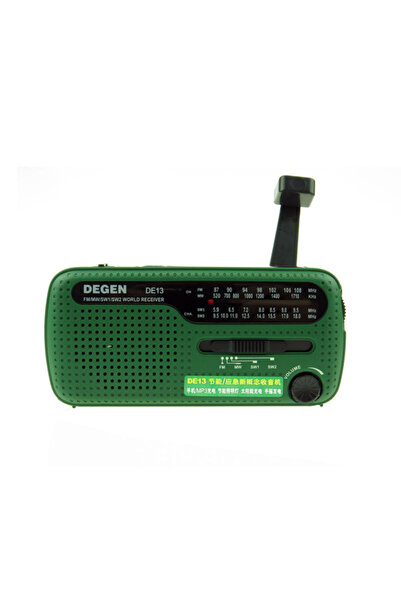 Choice Green DEGEN DE13 Emergency Hand Crank Solar Radio with Flashlight/Alar...
