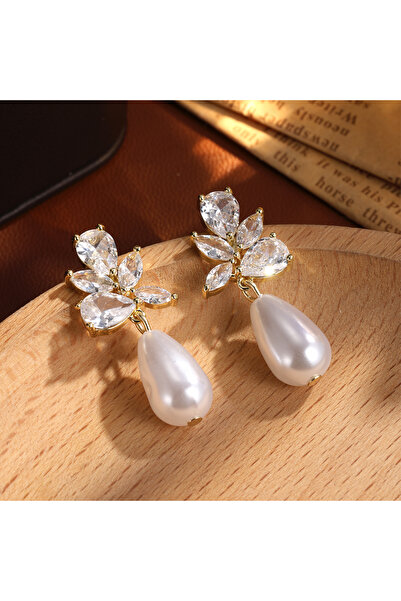 Choice1 Gold Color ZAKOL Classic AAA Zircon Pearl Dangle Drop Earrings for Wo...