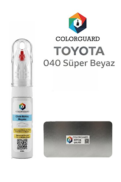 COLORGUARD Toyota 040 Süper Beyaz İğneli Fırçalı Özel Tasarım Şişe Rötuş Boya...