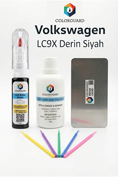 COLORGUARD Volkswagen LC9X Derin Siyah Rötuş Boyası 2 in 1 İğneli Fırçalı, So...
