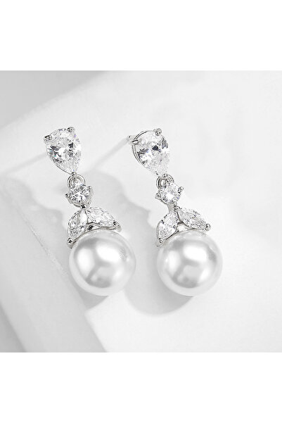 Choice White ZAKOL Elegant Imitation Pearl Water Drop Zirconia Earrings for W...