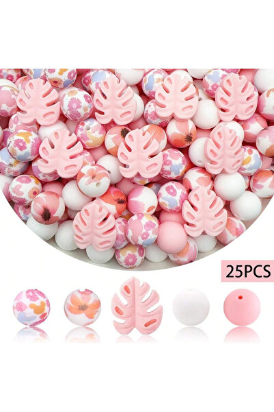 Choice6 25PCS-style 1 25/30PCS Leaf and Daisy Silicone Bead Set, Suitable for...