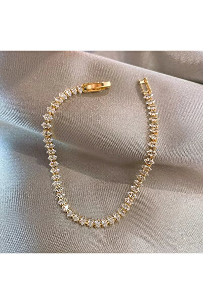 Choice Gold Luxury Roman Crystal Geometric Chain Bracelets for Women Trendy G...