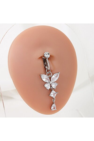 Choice 2 Clip On Belly Button Ring Butterfly Shape Copper Zircon Fake Belly P...