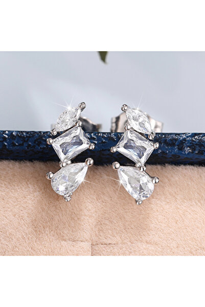 Choice E2184 Huitan Geometric Shaped Stud Earrings for Women Inlaid Oval/Squa...