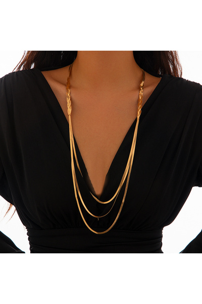 Choice Gold Color Salircon Vintage Multilayer Snake Chain Necklace for Women ...