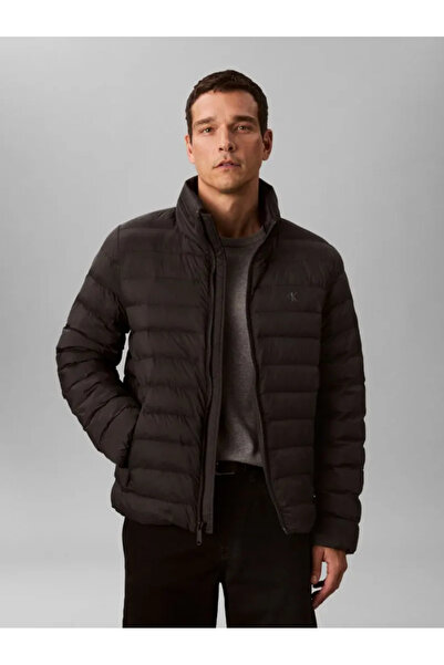 Calvin Klein Men's Brand Logo Regular Fit Molded Adjustable Hooded Black Jacket