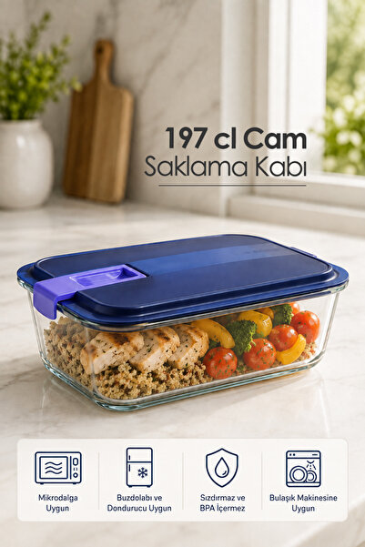 Aryıldız Luminarc Temp Easy Box Dikdörtgen Mavi Kapak 197 cl