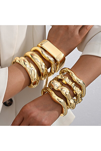 Choice AYA6706201 8Pcs Gold Color Bangle Set For Women Fashion Chunky Twisted...