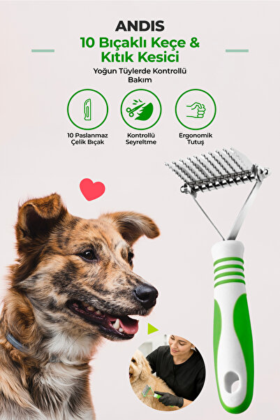 Andis 10 Bıçaklı Keçeleşmiş Kedi ve Köpek Tüy Kesici Tarak