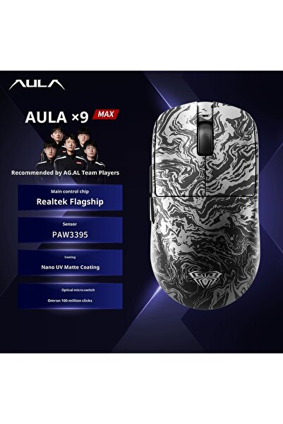 choice2 فأرة ألعاب لاسلكية AULA X9 Max باللون الأسود، ثلاثية الأوضاع، ثنائية ...