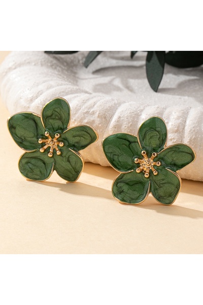 Choice green A Pair of Women's Earrings with Three-Dimensional Flower Design ...