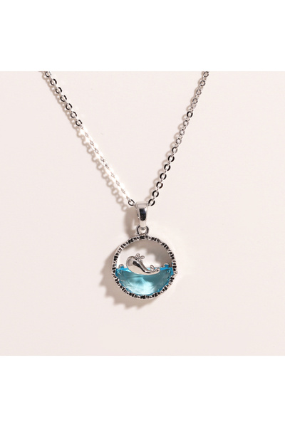 Choice1 silver color Stainless Steel Fashionable Ocean Whale Crystal Pendant ...