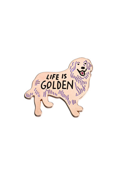 Choice دبابيس مينا ذهبية QHXZ1402 Life Is Golden مخصصة لكلاب Golden Retriever...