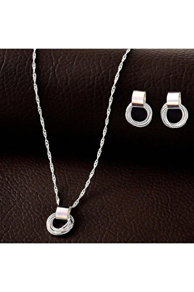 Choice AMS80072 2 PCS Set Multiple Small Circle Pendant Earring Set Gold Plat...