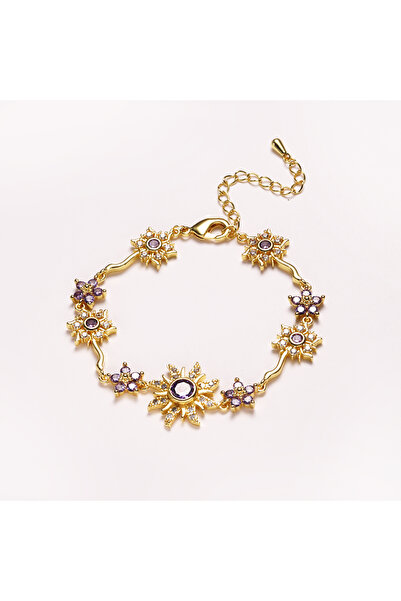 Choice gold color Sunflower Bracelet Sun Bracelet with Shiny Zirconia Holiday...