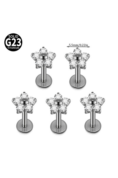 Choice Geometric body 1.2X8mm Labret, Lip Piercing Jewelry Silver C 5PCS 1/5P...