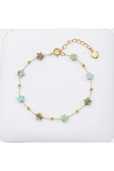 Choice7 16-19cm Green Opal Start Design Natural Stone Bracelet on Hand for Wo...