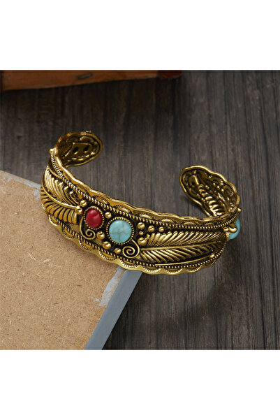 RINHOO FRIENDSHIP BR23Y0801-1 Vintage Turquoises Feather Bracelet for Men Wom...