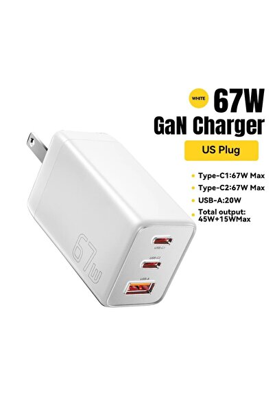essager US White 67W 67W GaN USB Type C Charger For Laptop 45W 25W PD QC 3.0 ...